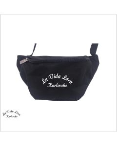 Bauchtasche "La Vida Loca Karlsruhe" Schriftzug gestickt, schwarz